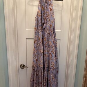 NicoBlu Elegant Floral Maxi Dress in Lavender and Tan